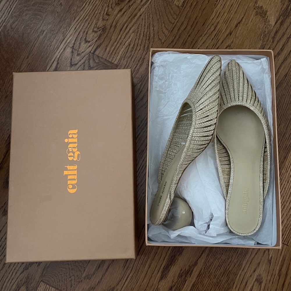 Cult Gaia Woven Alia Mules with Ball Heel